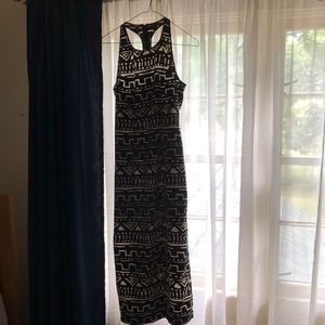 Black Patterned MIDI Dress